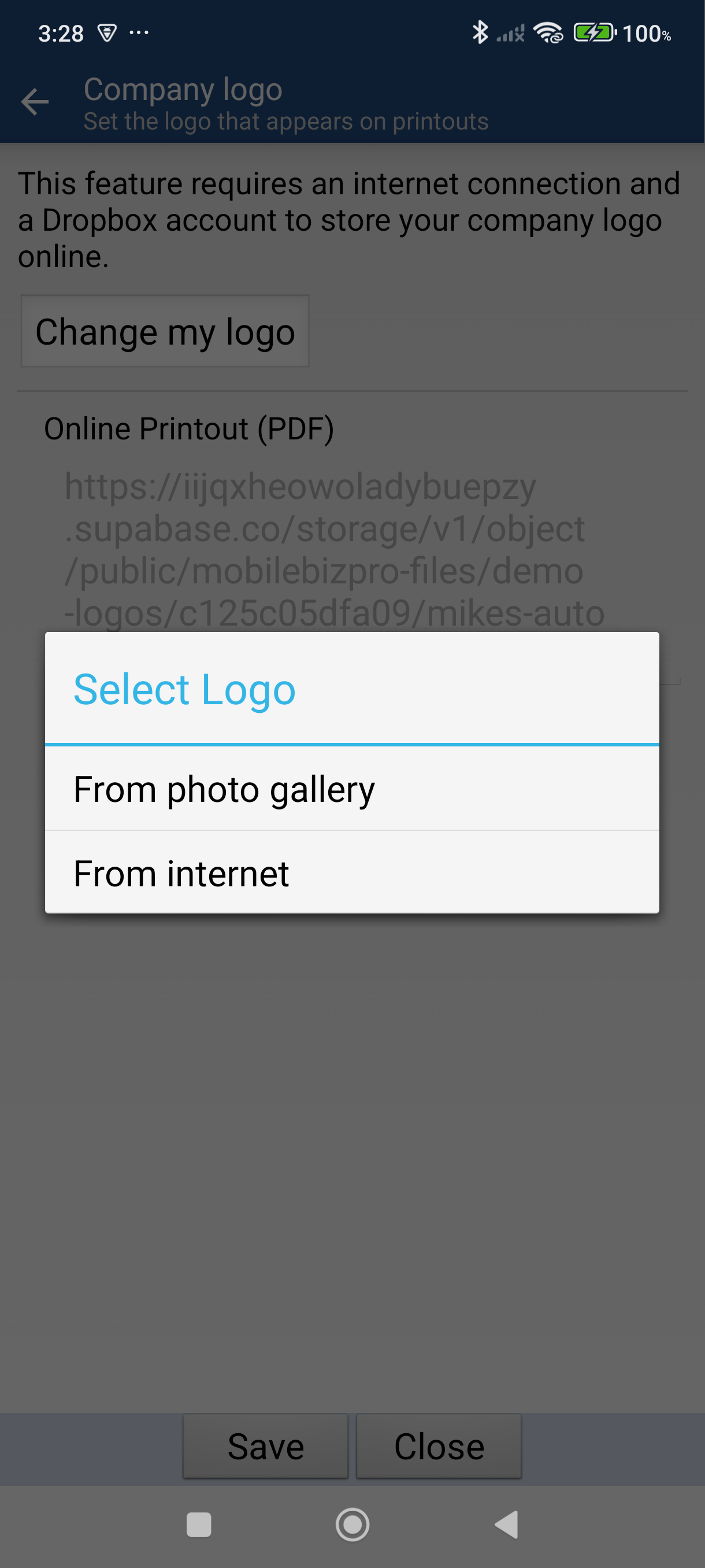 Crop editor with logo image and confirm checkmark