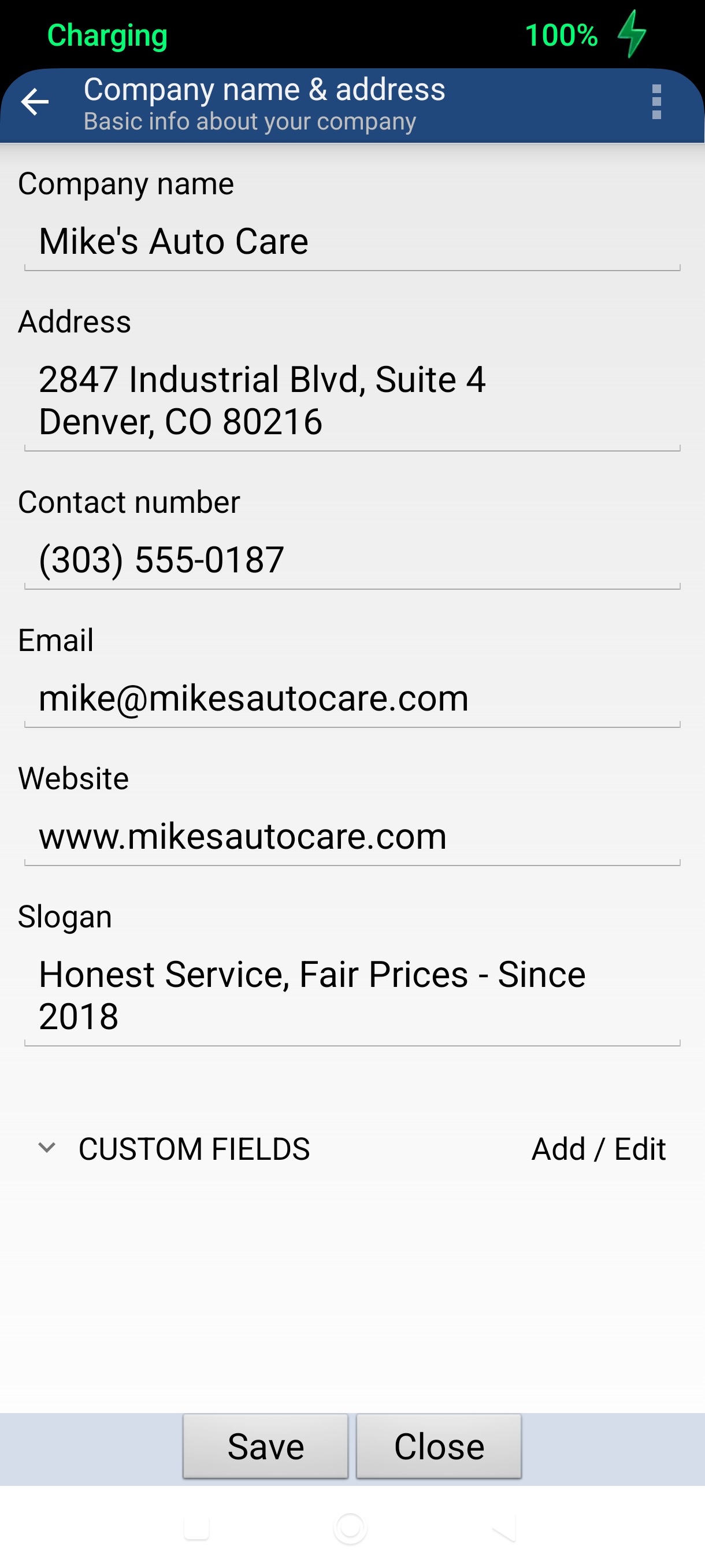 Save checkmark in the action bar