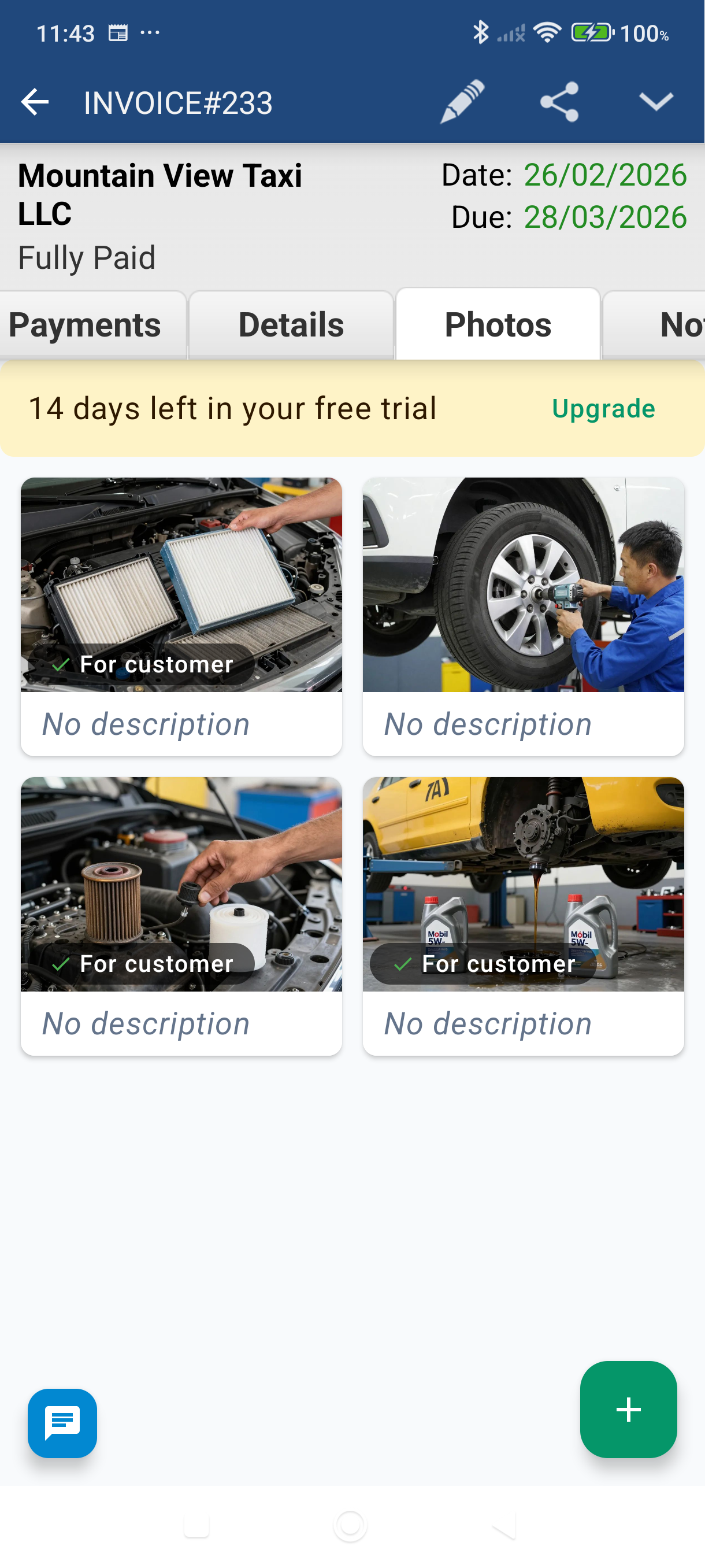 Photos tab showing photo thumbnail with cloud sync badge